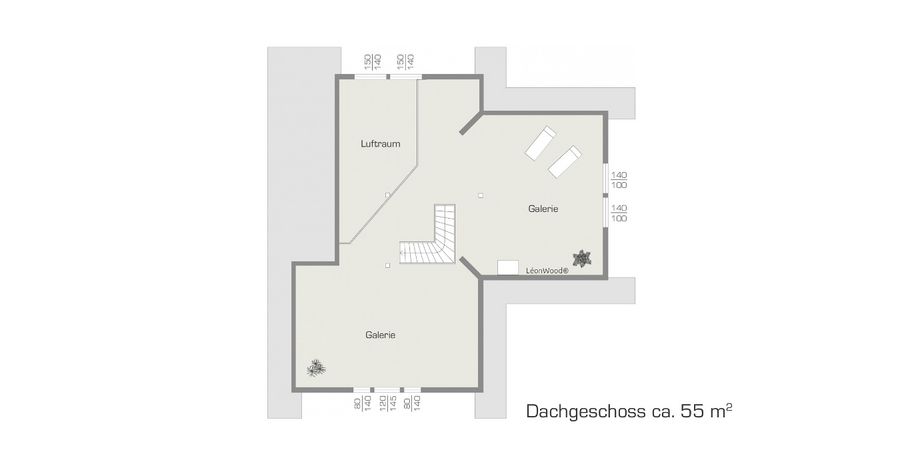Grundriss Obergeschoss - Blockhaus Enztal - LéonWood